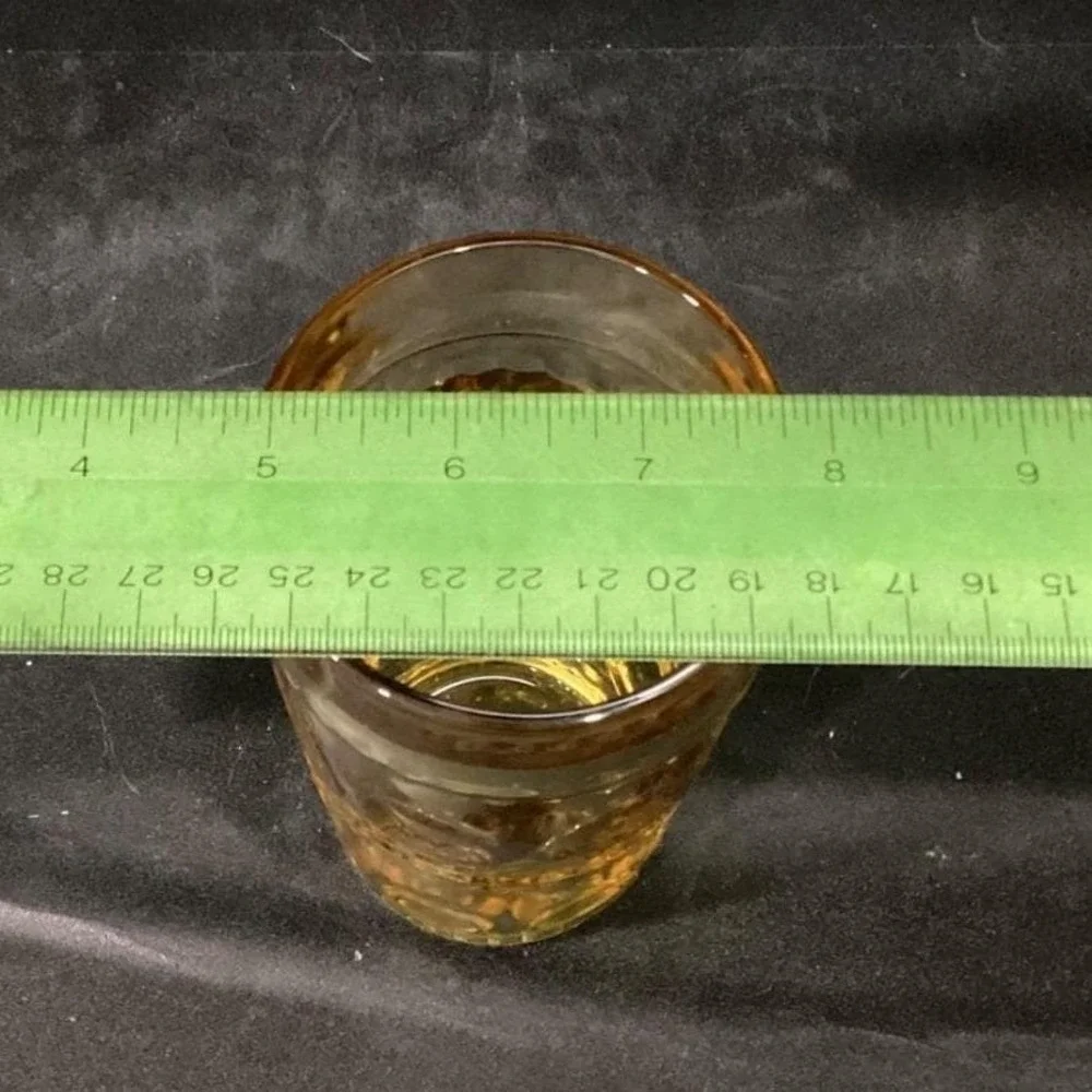 Colony Glass Crown Pattern Tumblers, Set‎ of 3, Honey Gold Glasses, Drinkware